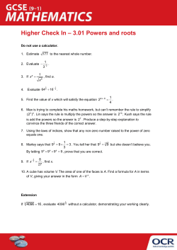 Higher Topic Check In 3.01 - Powers and roots