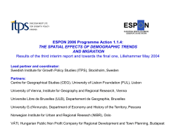 ESPON 2006 Programme Action 1.1.4: THE SPATIAL EFFECTS OF