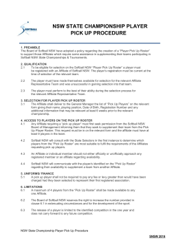 NSW STATE CHAMPIONSHIP PLAYER PICK UP PROCEDURE 1