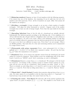 REU 2012 - Problems - People.cs.uchicago.edu