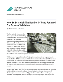 How To Establish The Number Of Runs Required For Process Valida