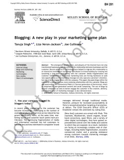 Blogging: A new play in your marketing game plan