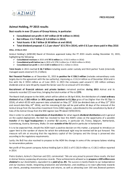 Azimut Hold FY 2015 results