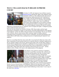 MAYA VILLAGES BACK IN BELIZE SUPREME COURT
