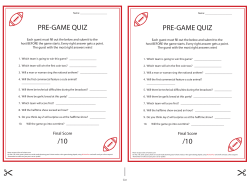 PRE-GAME QUIZ /10 PRE-GAME QUIZ /10