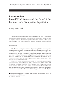 Lionel W. McKenzie and the Proof of the Existence of a Competitive