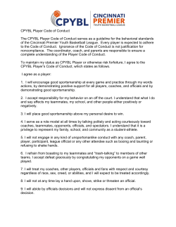 CPYBL Player Code of Conduct The CPYBL Player Code of