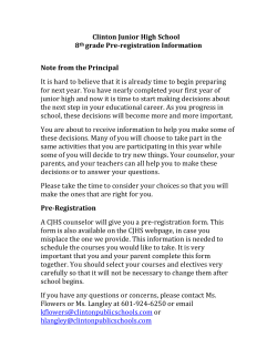 grade Pre-registration Information Note from the Principal