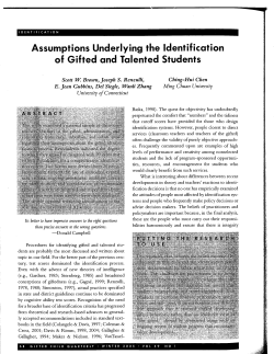 Assumptions Underlying the Identification of Gifted and Talented