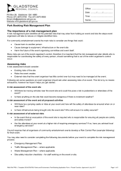 Risk Management Planning for Events and Festivals