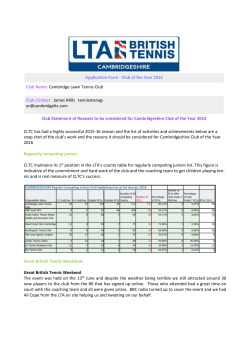 Application Form - Club of the Year 2015 Club Name: Cambridge