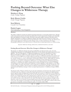 Pushing Beyond Outcome: What Else Changes in Wilderness Therapy