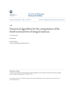 Numerical algorithms for the computation of the Smith normal form of