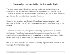 Knowledge representation in first order logic