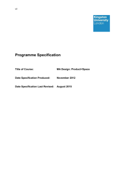 Design Product+space - Programme Specifications