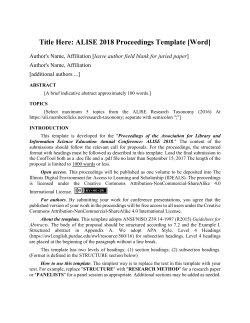 ALISE 2018 Proceedings Template - Association for Library and