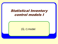Statistical Inventory model I
