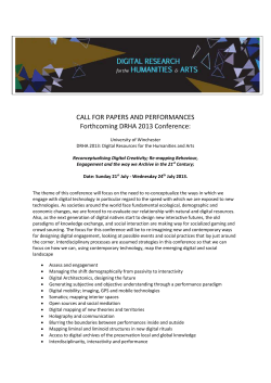 CALL FOR PAPERS AND PERFORMANCES Forthcoming DRHA