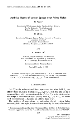 Additive Bases of Vector Spaces over Prime Fields