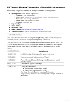 SAA UK Tuesday Morning - Sex Addicts Anonymous