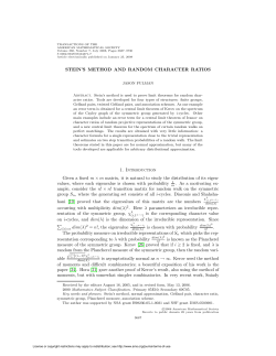 STEIN`S METHOD AND RANDOM CHARACTER RATIOS 1