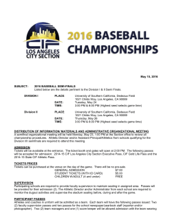 May 15, 2016 SUBJECT: 2016 BASEBALL SEMI