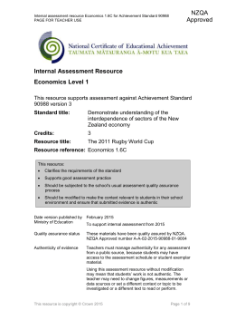 Internal Assessment Resource L1 Economics