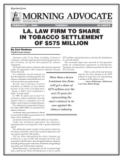 la. law firm to share in tobacco settlement of $575 million