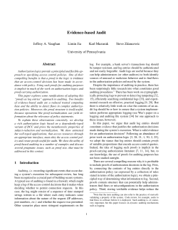 Evidence-based Audit - CIS @ UPenn