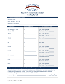 Payroll Deduction Authorization Per Pay Period