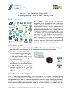 Product Environmental Footprint (PEF): State of play at EU level in