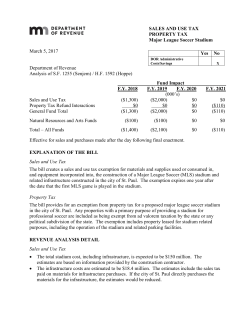 SALES AND USE TAX PROPERTY TAX Major League Soccer