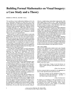 a Case Study and a Theory - For the Learning of Mathematics