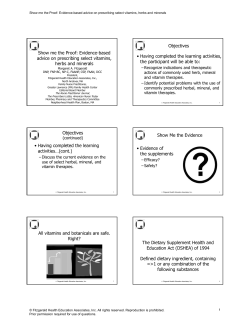 Show me the Proof: Evidence-based advice on prescribing select
