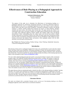 Effectiveness of Role-Playing as a Pedagogical Approach in