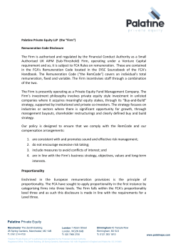 The Firm is authorised and regulated by the Financial Conduct