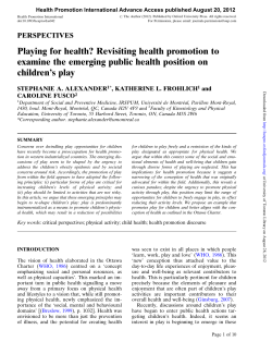 Playing for health? Revisiting health promotion to examine the