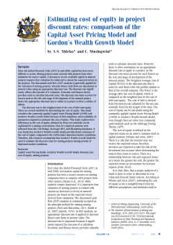 Estimating cost of equity in project discount rates: comparison of the