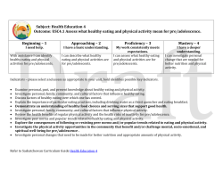 USC4.1 Assess what healthy eating and physical activity mean for