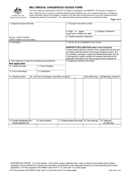 AMSA250 Multimodal Dangerous Goods Form