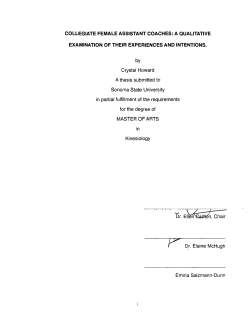 COLLEGIATE FEMALE ASSISTANT COACHES: A QUALITATIVE