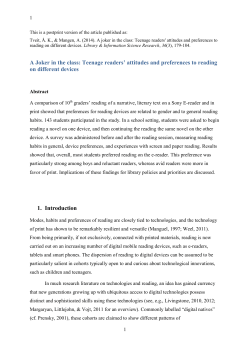 A Joker in the class: Teenage readers` attitudes and preferences to