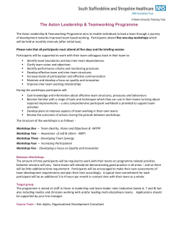The Aston Team Facilitation Programme &ndash; preferred design