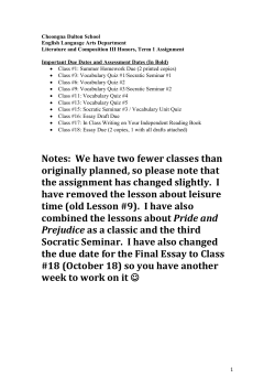 Term 1 Honors English Assignment