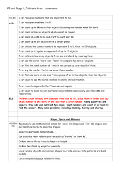 I can FS2_Stage 1 Maths