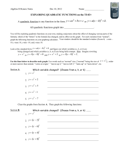 Graph Quadratic Functions