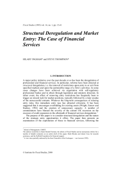 Structural deregulation and martket entry: the case of financial services