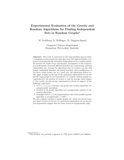 Experimental Evaluation of the Greedy and Random Algorithms for