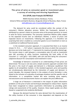 The price of wine as consumer good or investment plan: a survey of