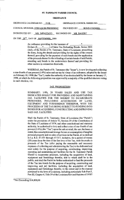JAIL PROPOSITION SUMMARY: l/4%, 20 YEARS SALES AND USE